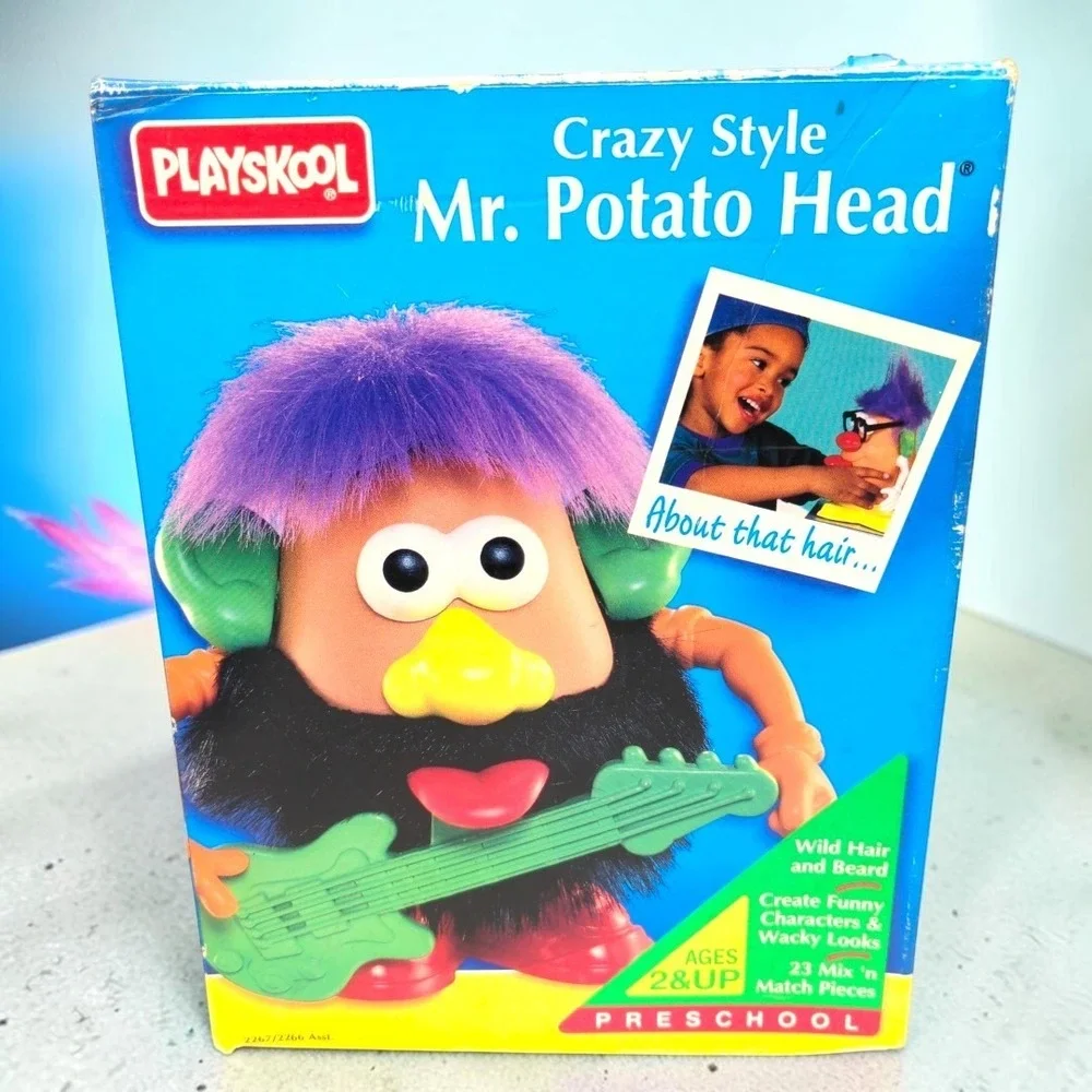 VTG 90's Playskool Crazy Style Mr Potato Head Box Set Purple Hair Guitar 1994